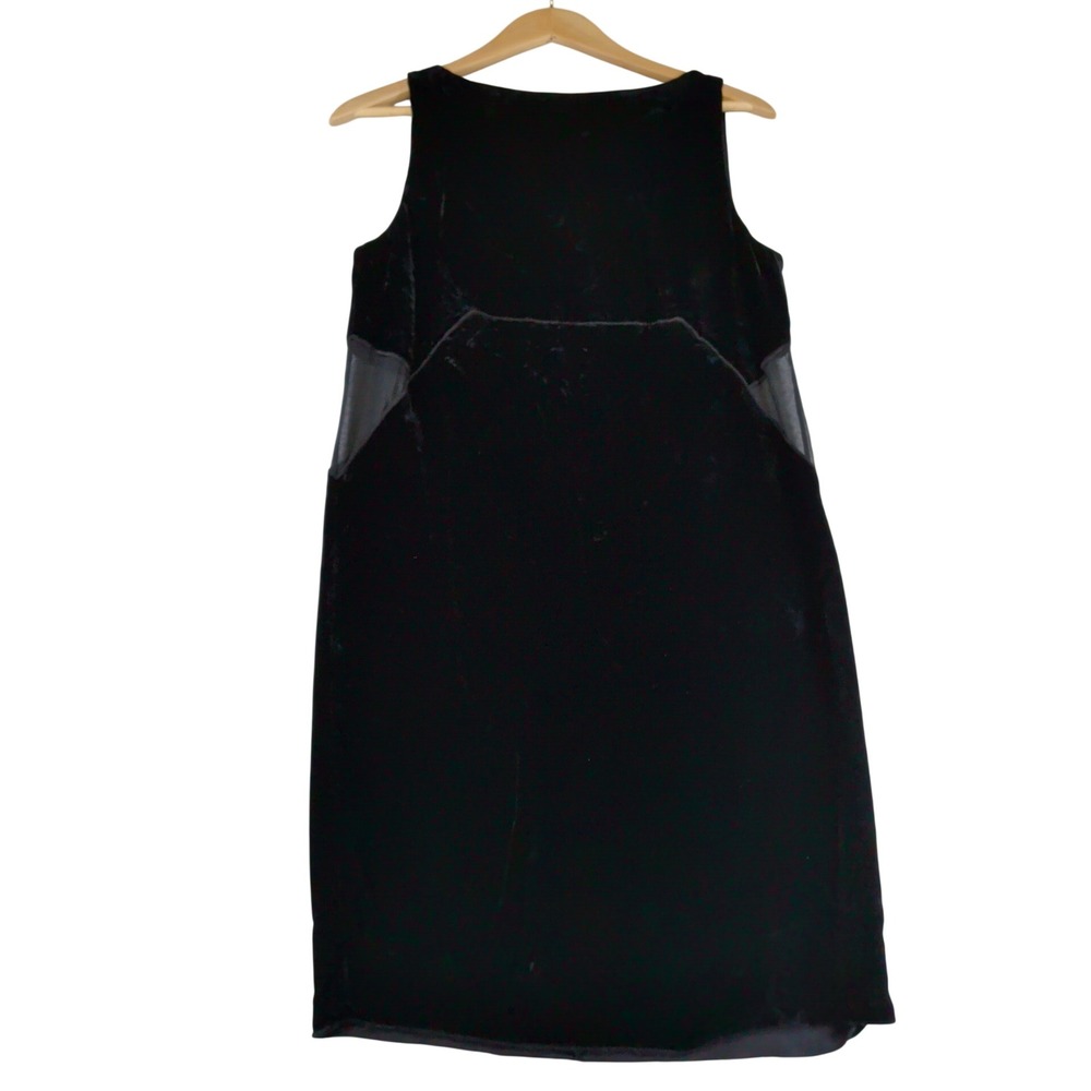 Alexander Wang Black Silk Velvet Mesh Panel Shift Dress Size 4 Sleeveless LBD